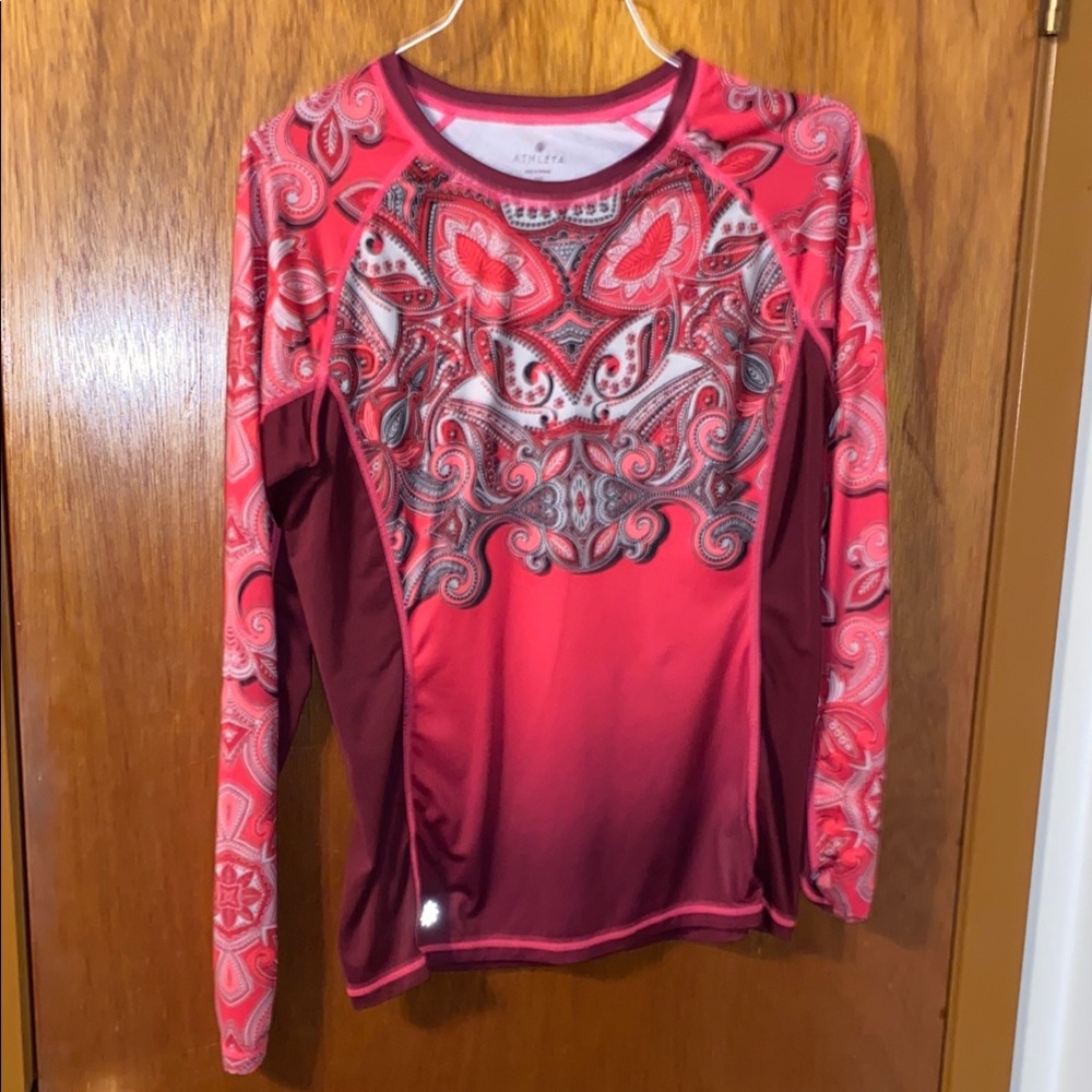 Women's Red Paisley Long Sleeve Top